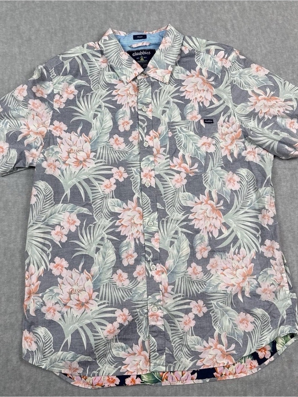 Men's chubbies Grey Floral Short-Sleeve Button-Up Shirt
